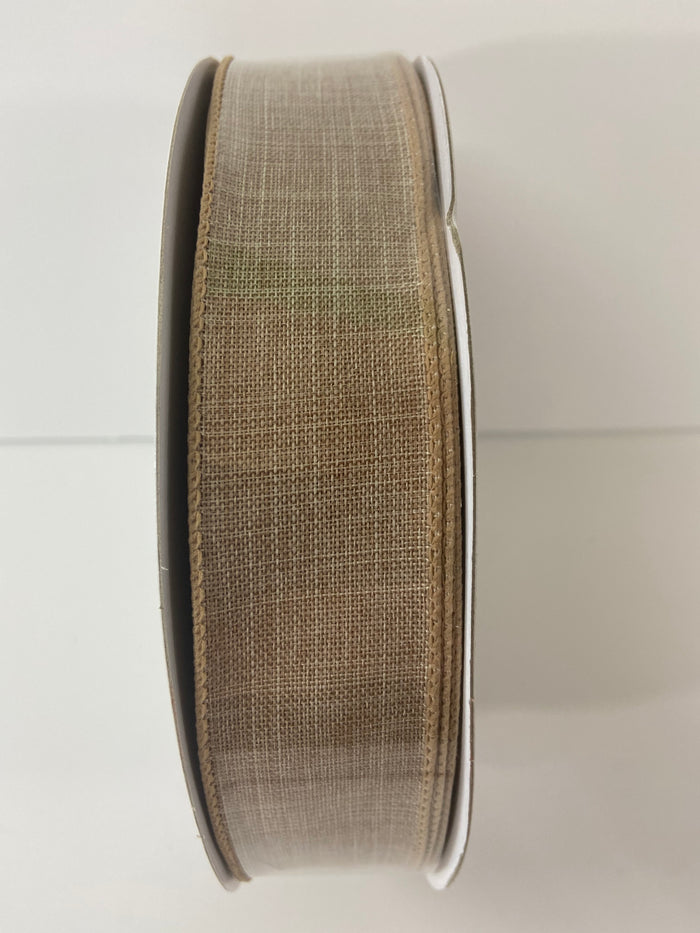 1.5"X 50yd Royal Burlap Beige Wired Edge Ribbon