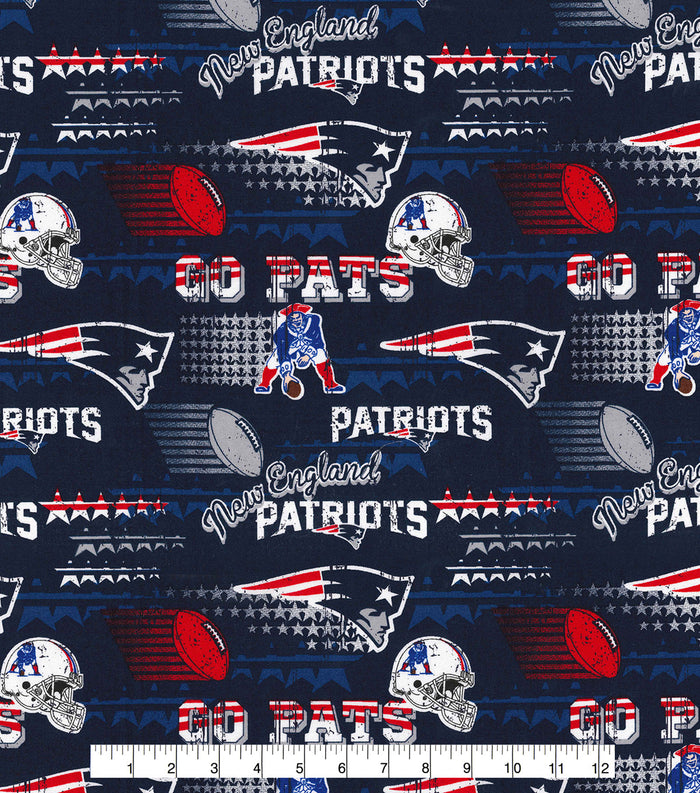 20" x 58" New England Patriots Licensed NFL Cotton Fabric, Retro