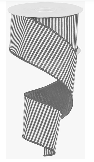2.5" X 10yd Wired Horizontal Stripe Canvas- Grey