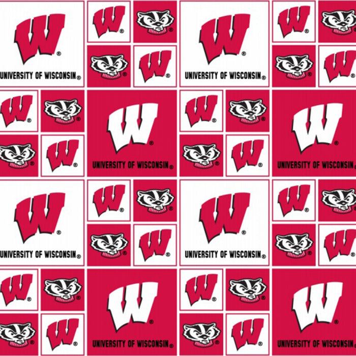 30" x 44" University of Wisconsin Badgers Fabric, Licensed NCAA Fabric