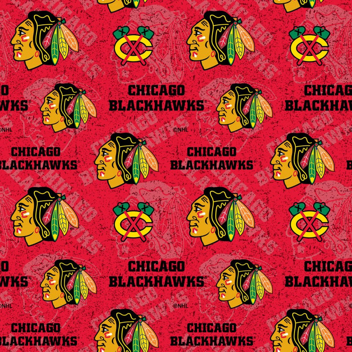 31" x 44" Chicago Blackhawks Fabric, Licensed NHL Cotton Fabric