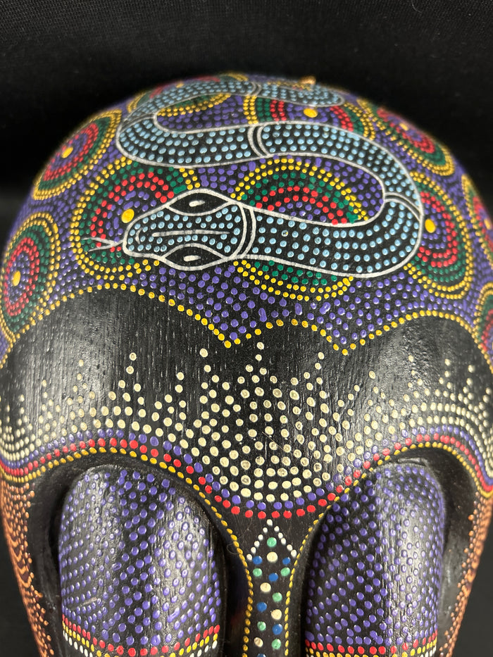 African Hand Carved & Dot Painted Wood Tribal Mask