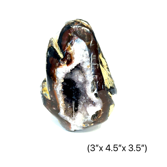 Amethyst Geode Gemstone 3'' x 4.5'' x 3.5'' on white front view