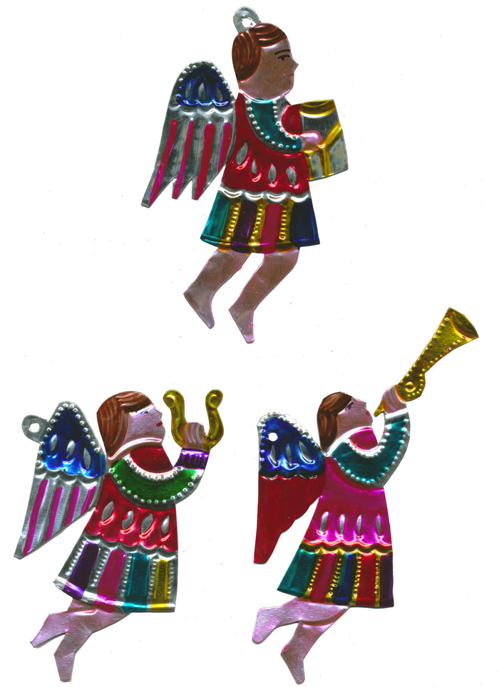 Angel Musician Tin Ornament, Mexico