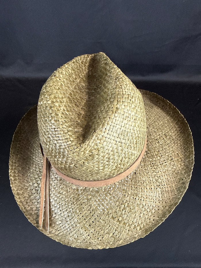Borsalino Geniune Raffia Panama-Style Hat Olive S