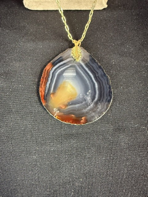 Brown and Black Agate Slice Necklace