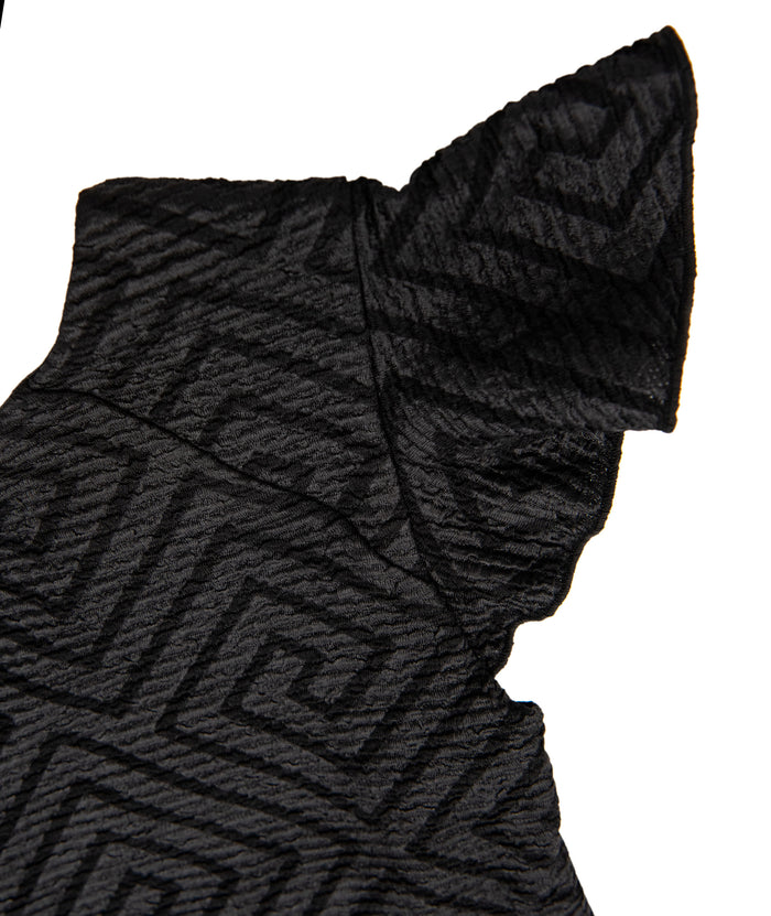 By Debra Girls Nadine Black Pattern Flutter Sleeve Fit and Flare Dress Distressed/seasonal girls By Debra