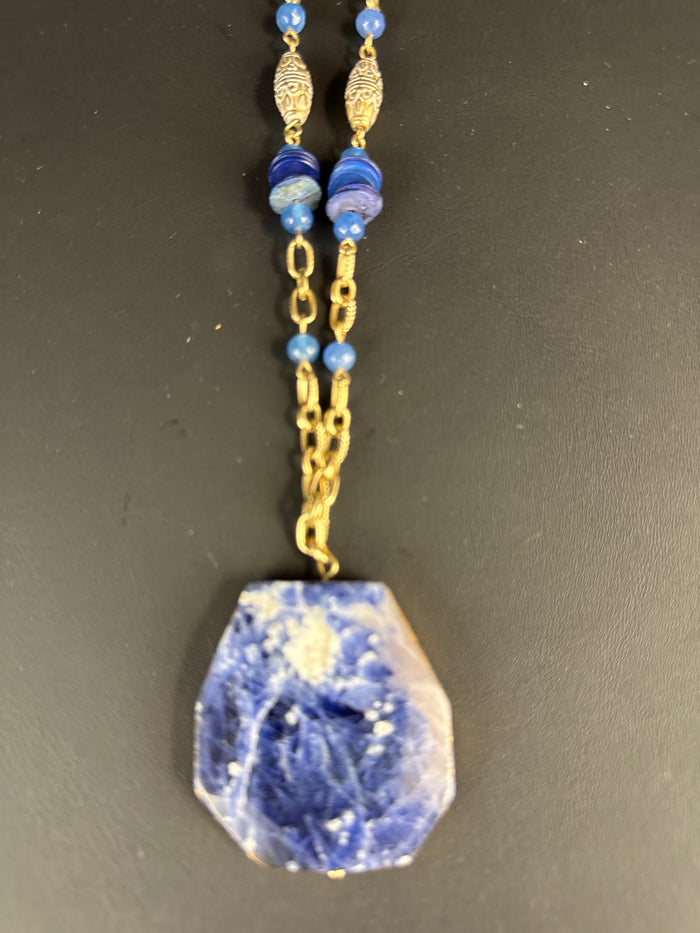Chicos Sodalite Gold Tone Necklace