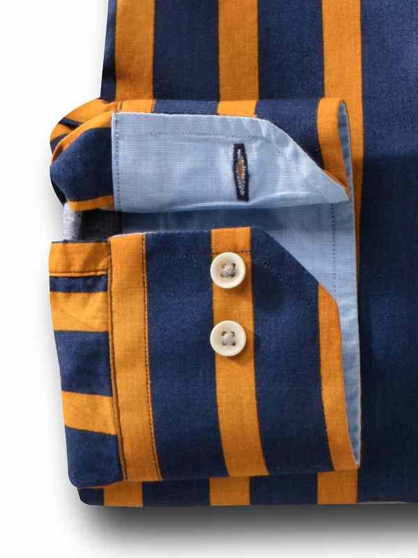 Cosmo Mustard Striped Full sleeve single cuff Cotton Shirt