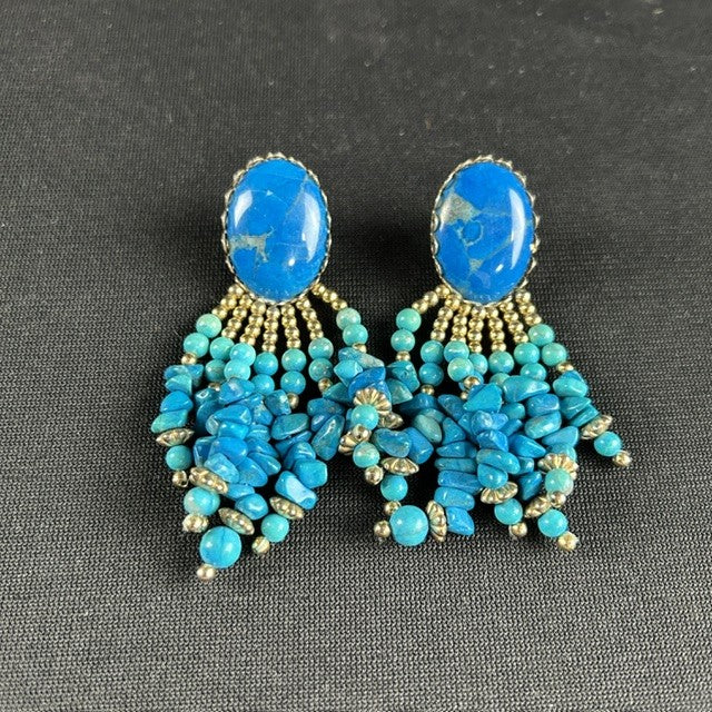 Enhanced Turquoise Beaded Earrings