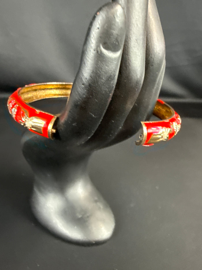 Floral Enamel Gold-Tone Bangle