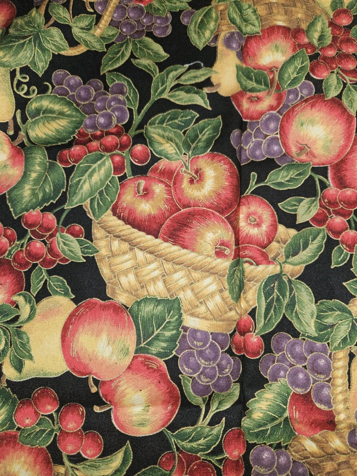 Fruit and Baskets Fabric, Cranston Print Works, Apples, Grapes