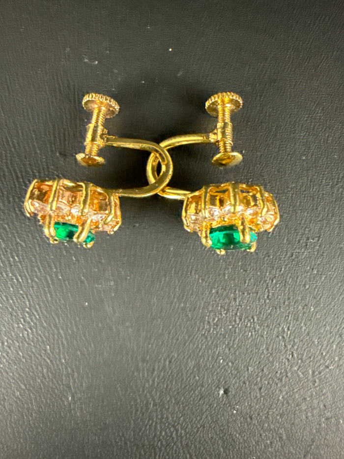 Gold Plated Faux Emerald Earrings
