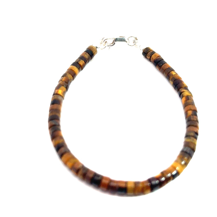 7.25'' 4mm Golden Tiger Eye Gemstone bracelet, roundel w/ SS lobster claw