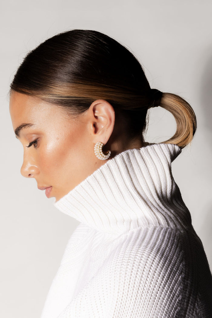 Hera Hoop Earrings | Pearl & Gold