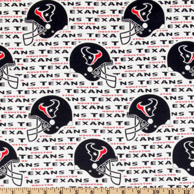 Houston Texans Fabric on White, Licensed NFL Cotton