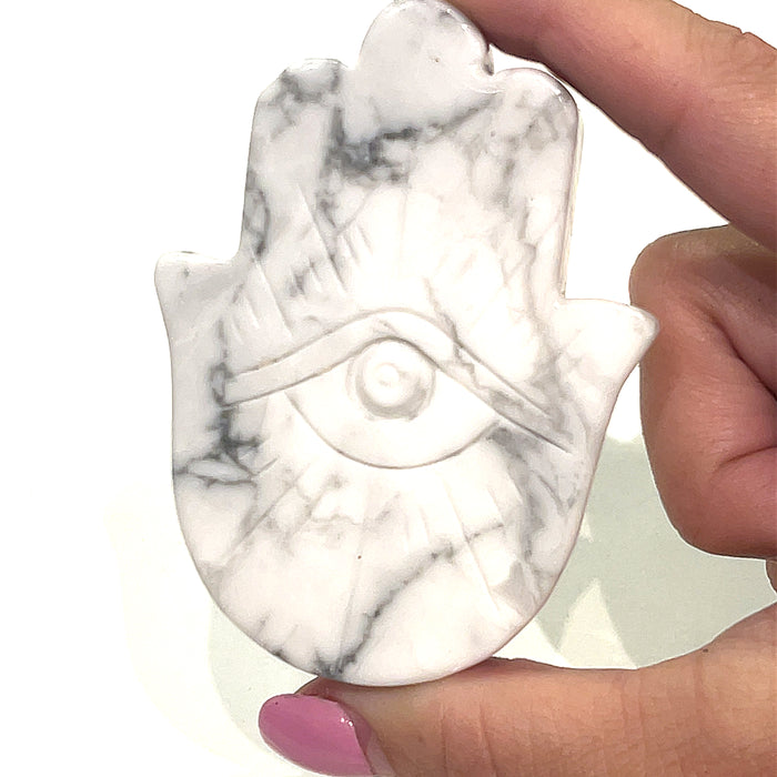 One Howlite Gemstone Humza Carving / Shape