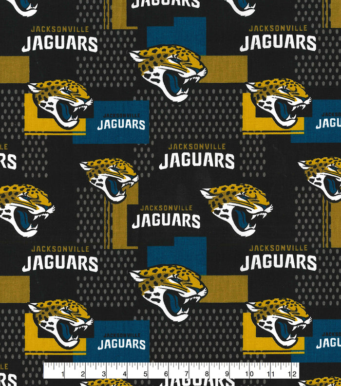 Jacksonville Jaguars Fabric, Licensed NFL Cotton Fabric