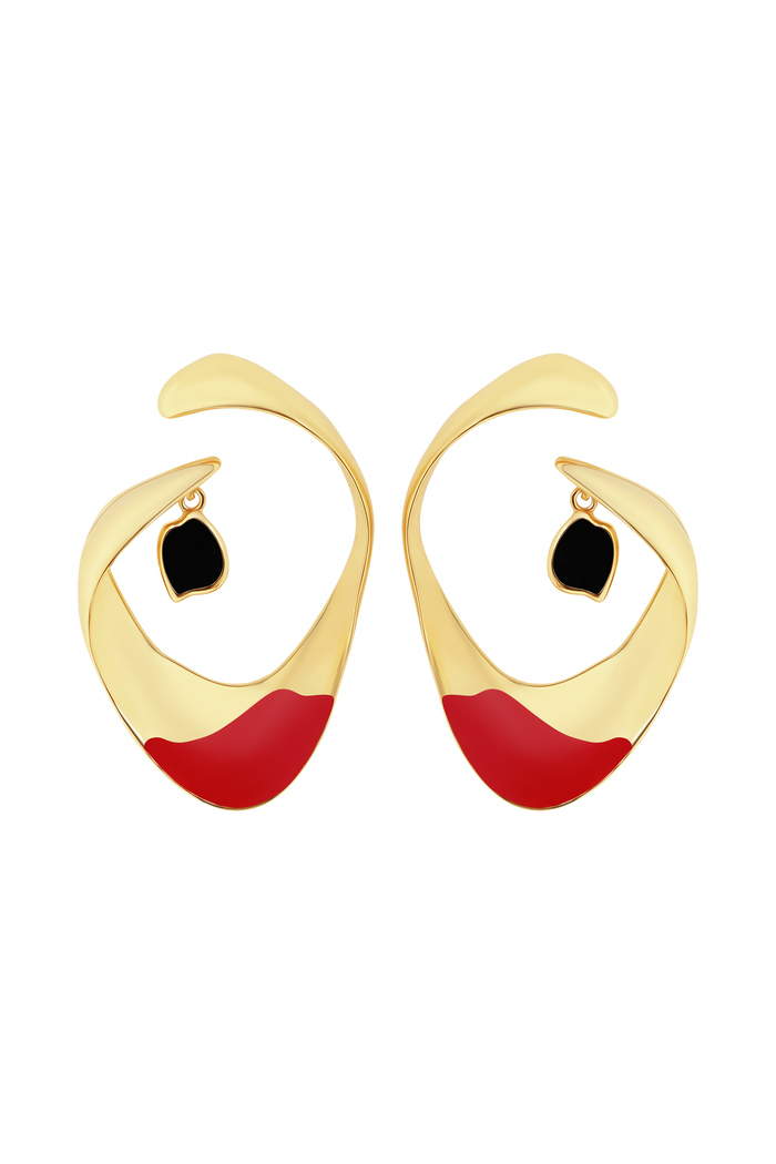 Marna Large Hoop Earrings With Stones - Gold