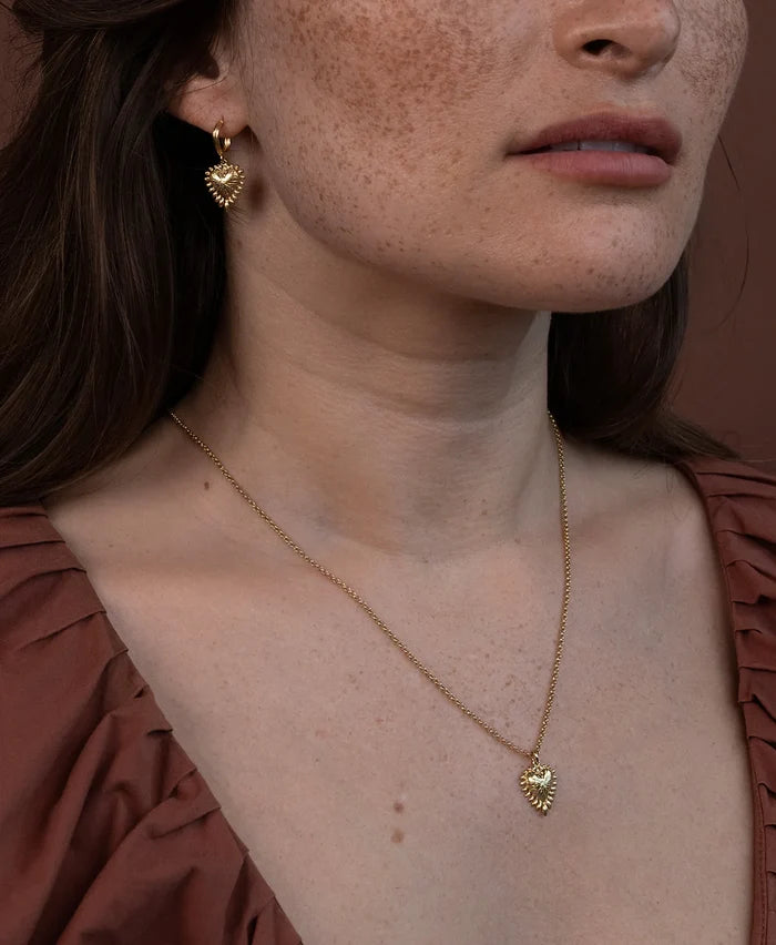 Mini Heart Ray Necklace | 22k Gold Vermeil