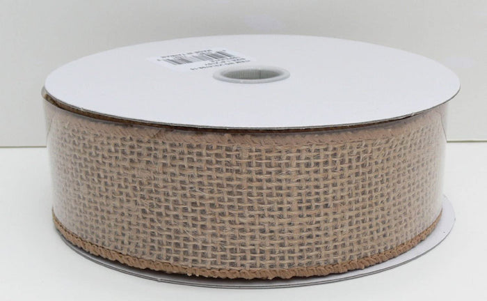Natural Burlap Fabric Ribbon 1-1/2" X 50 Yards Wired Edge