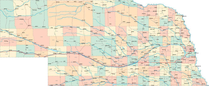 Nebraska State Map - Multi-Color Style - Fit Together Series