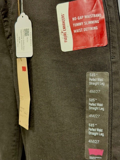 NWT Levi's Perfect Waist 525 Straight Leg 4M/27 Black Jeans