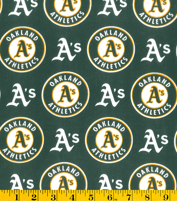 Oakland A's Fabric by the Yard or Half Yard, MLB, Cotton Fabric