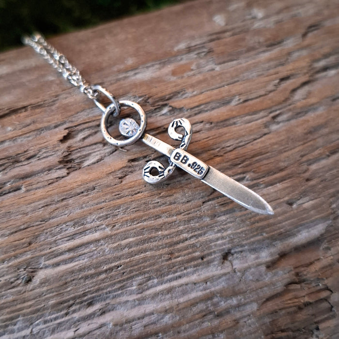 Onyx Sword Sterling Silver Pendant