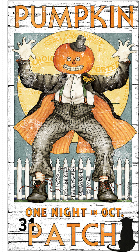 Pumpkin Patch Poster Main Panel 24" x 43", Fabric by Riley Blake Designs, Halloween