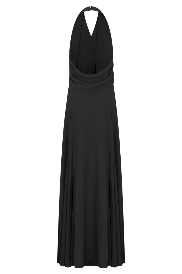 Santal Floral Chiffon Halter Maxi Dress - Black
