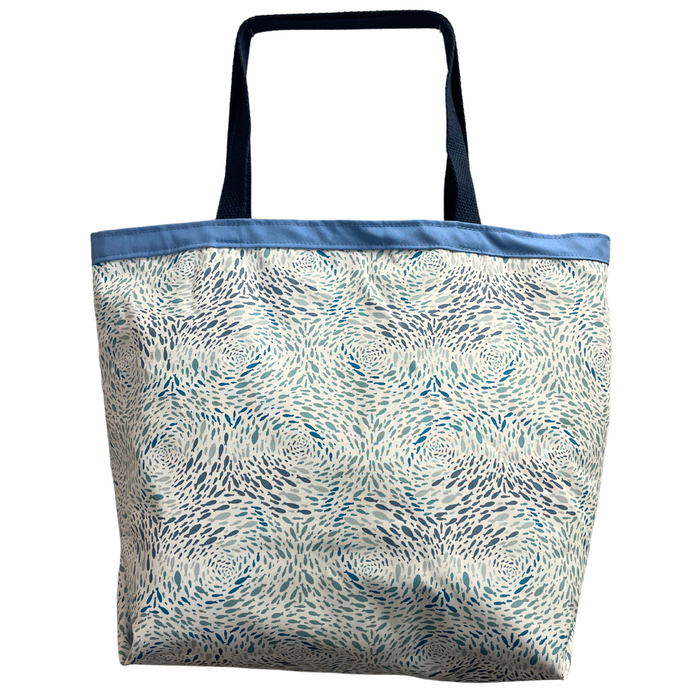 It's easy to ditch the plastic bag with this fun and functional classic market tote.
Great as gifts and as additions to your sustainable lifestyle.
Size: 18" wide x 13.5" tall x 6" gusseted bottom
Materials: 100% cotton with cotton liner and webbing.
Care: Easy wash and dry on normal settings
