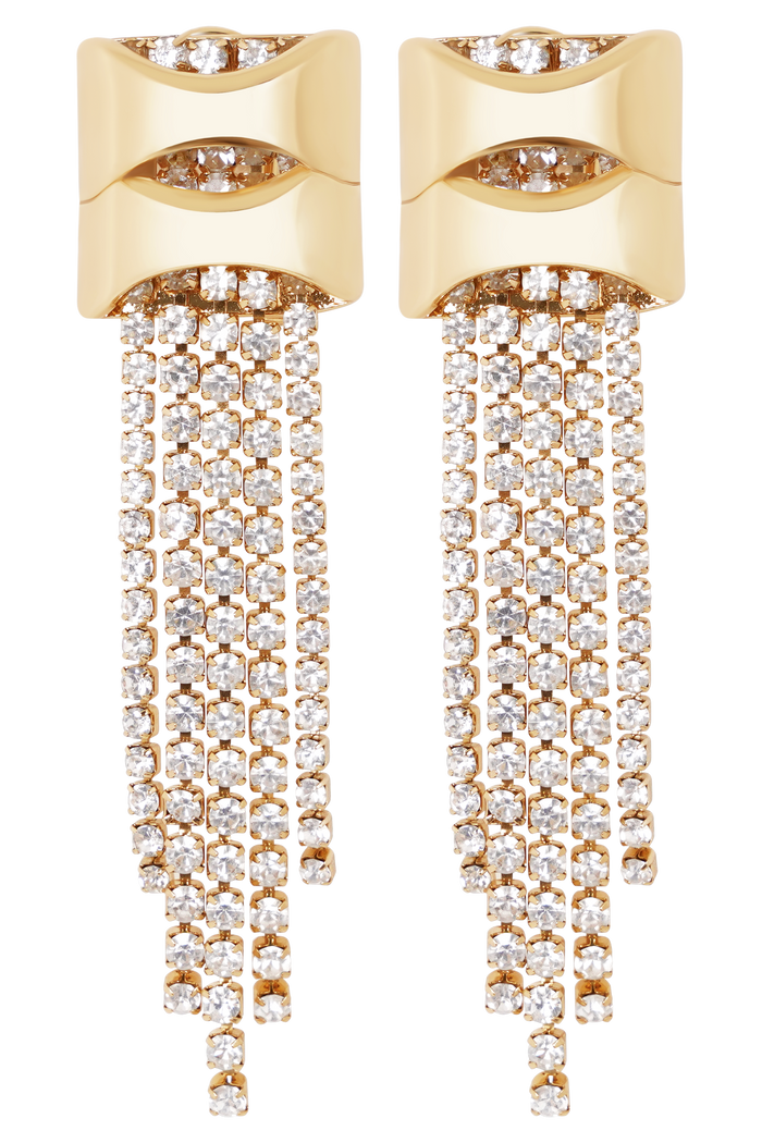 Shea Crystal Fringe Drop Earrings - Gold