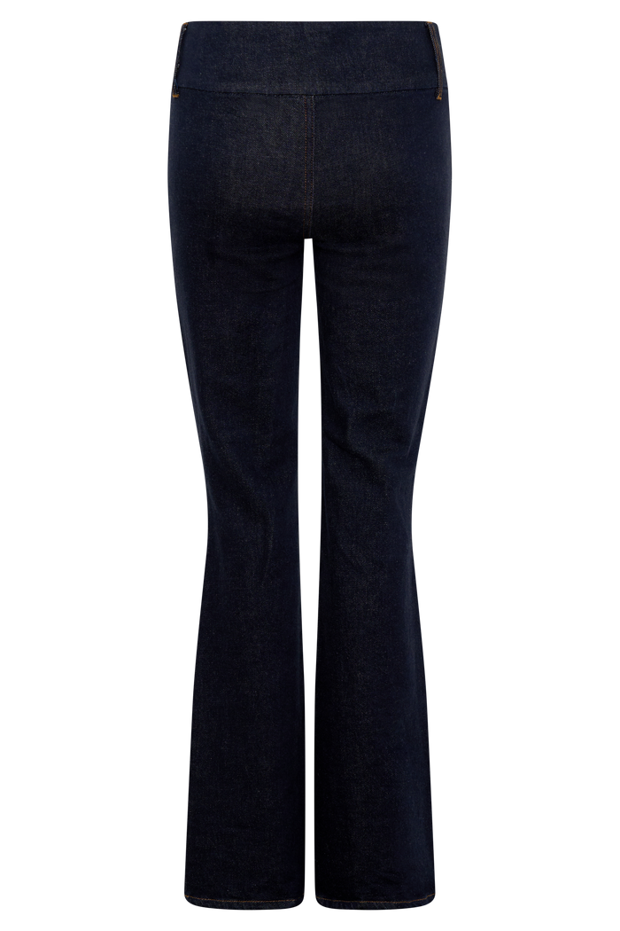 Shelly Flared Denim Jeans - Washed Indigo Blue