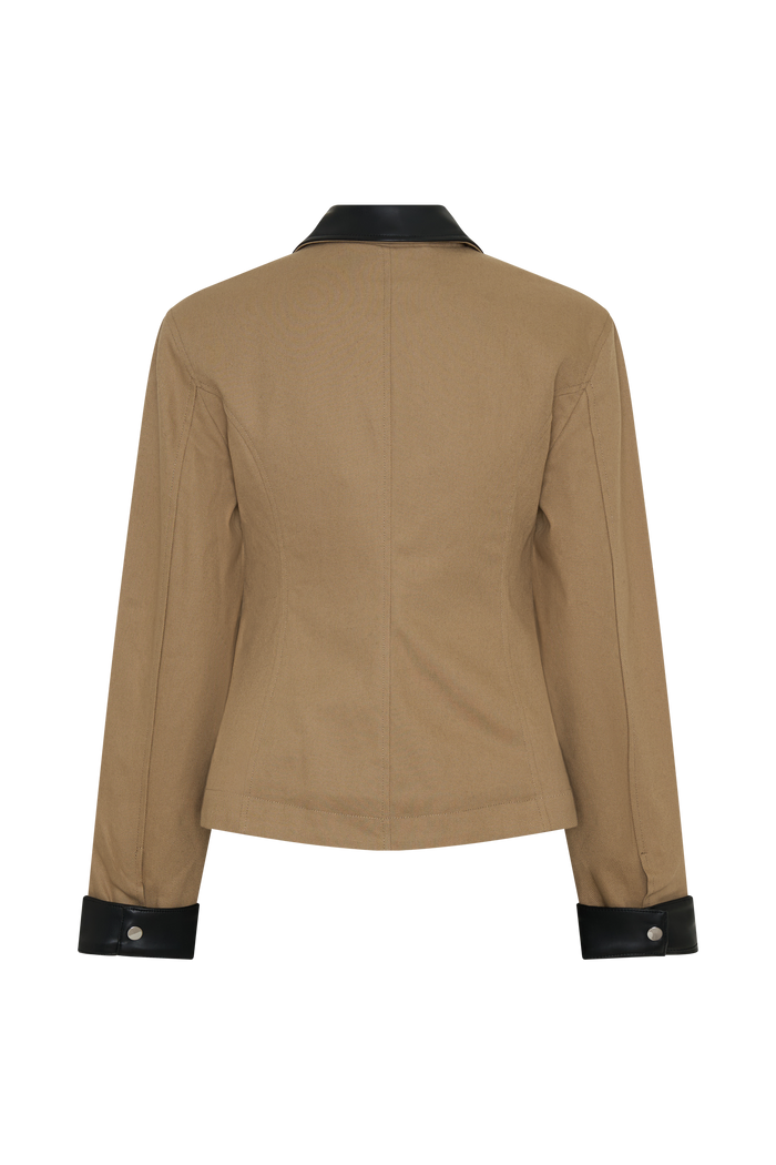 Solange Zip Up Collared Jacket - Natural