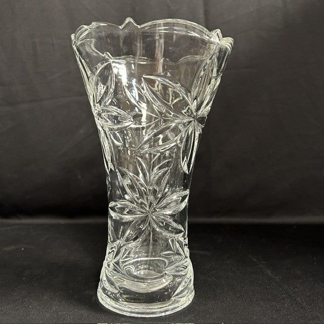 Striking Floral Design 9.5 inches tall Glass Vase