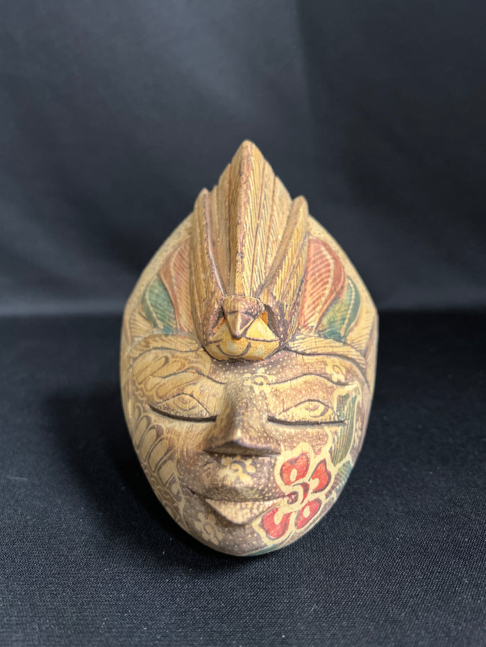 Two Indonesian Batik Intricate Face Bird Masks
