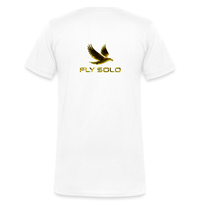 Outspoken Designs 03-01 "Fly Solo" Designer Bella + Canvas Men's V-neck T-shirt - white