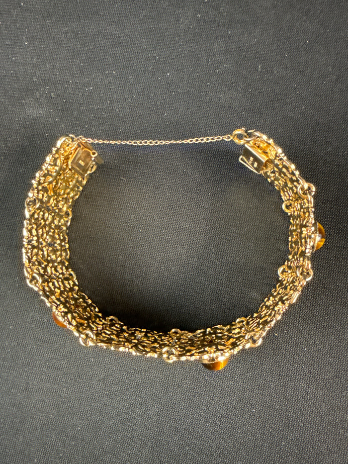 VTG MCM Napier Gold Vermeil Tiger Eye Bracelet