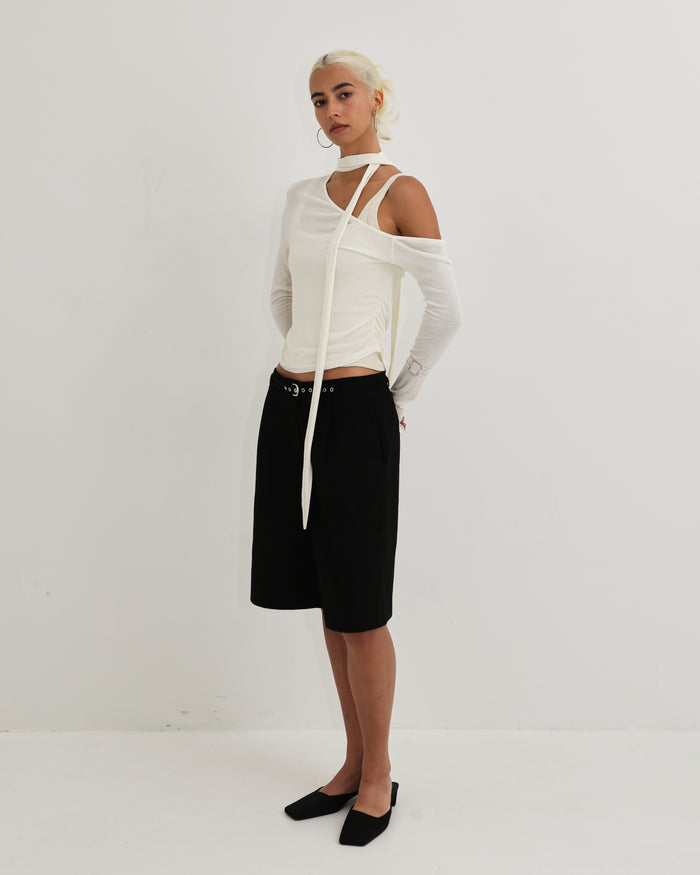 Women's Layered Scarf Top - Cream