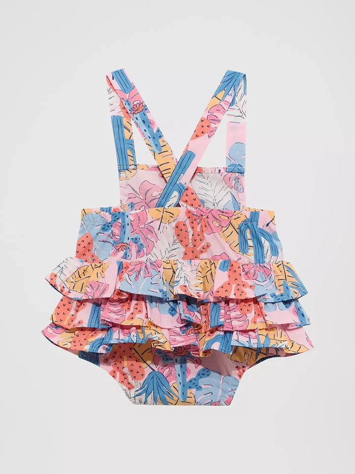 Wrangler Baby Girl's Printed Ruffle Bodysuit in Pink Cacti