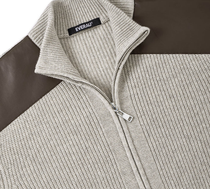 EVERAU® Wool Blend Zip-Up Jacket Stand Collar Urban Style Canver EVERAU