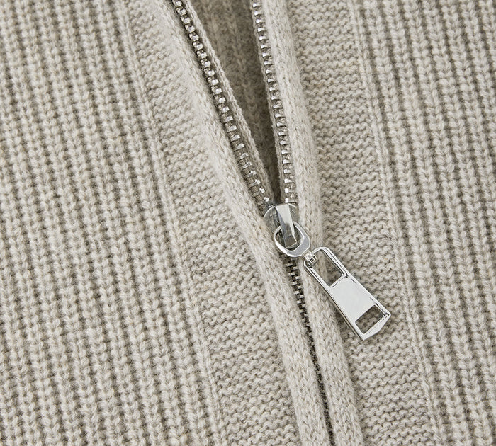 EVERAU® Wool Blend Zip-Up Jacket Stand Collar Urban Style Canver EVERAU