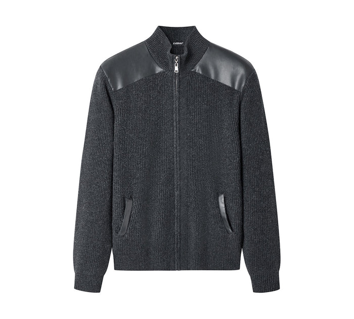 EVERAU® Wool Blend Zip-Up Jacket Stand Collar Urban Style Canver EVERAU