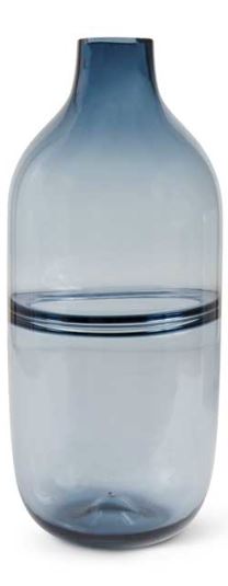14.5 Inch Purrsian Blue Glass Vase Centered Inlaid Strip
