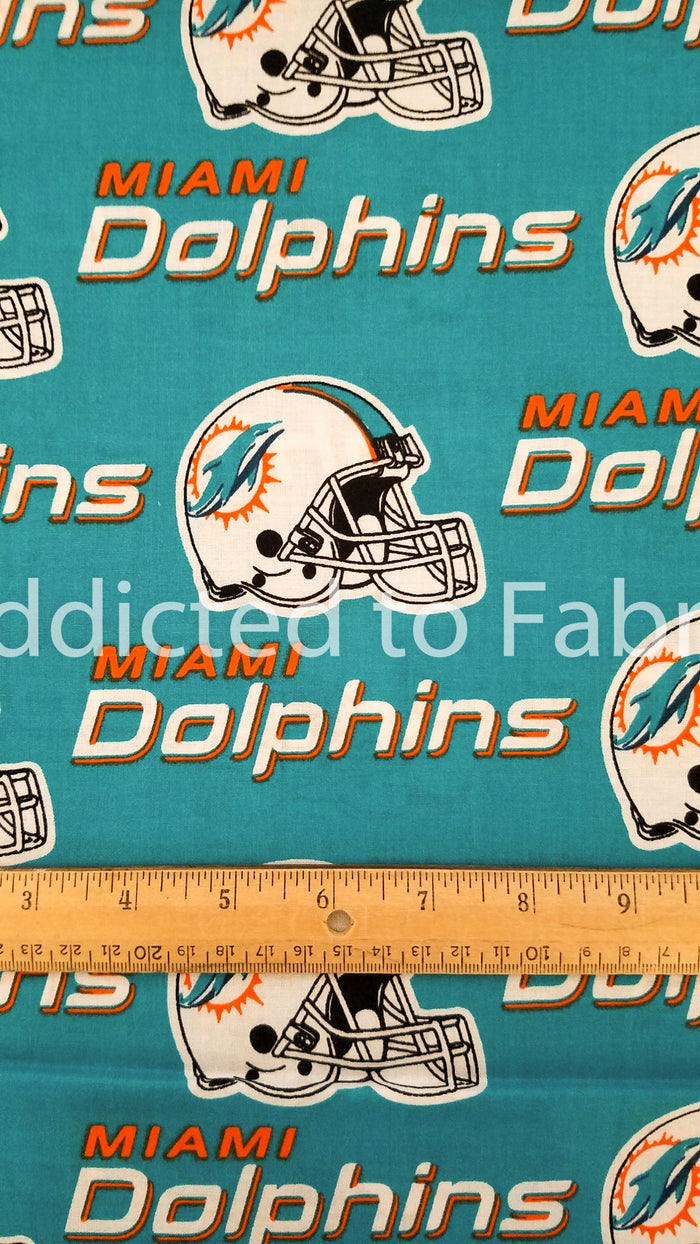 17" x 58" Miami Dolphins Fabric, NFL Cotton Fabric