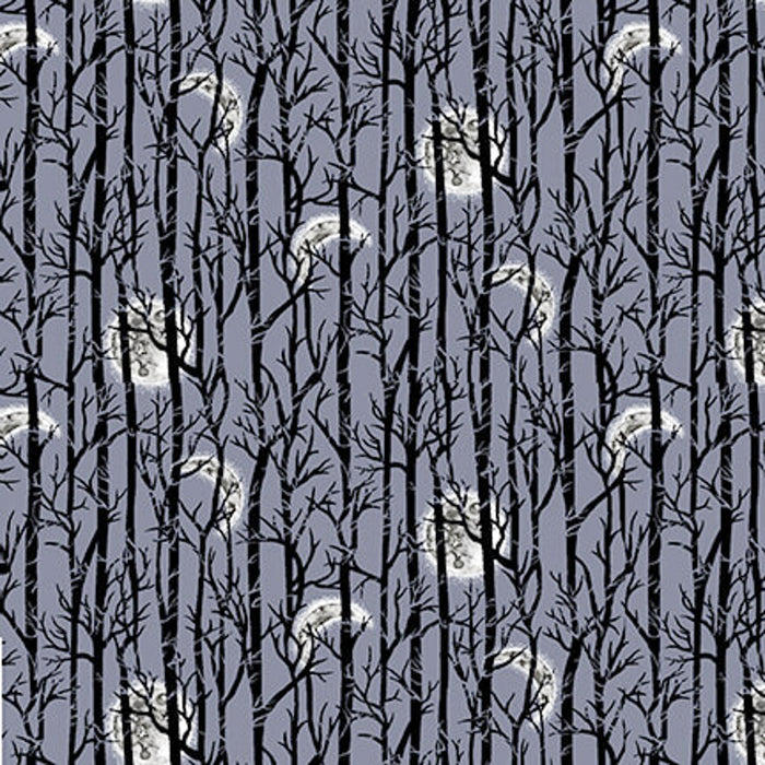 19" x 44" Spooky Night Fabric by Studio E,  Moonlight Trees, Halloween Fabric