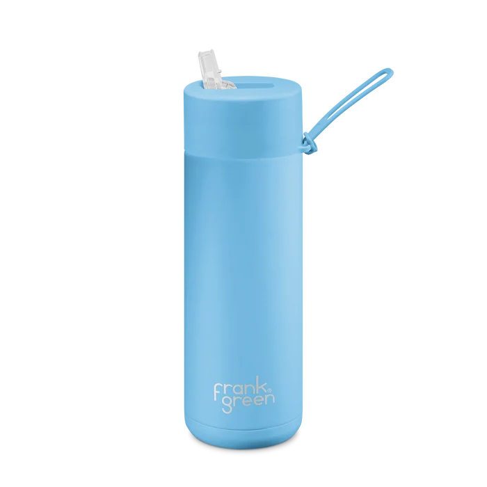 20oz/595ml Ceramic Reusable Bottle with straw lid | Sky Blue