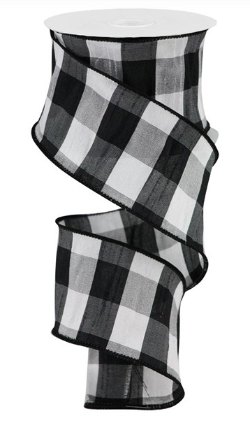 2.5"X10yd Faux Dupioni 20Mm Check Black White