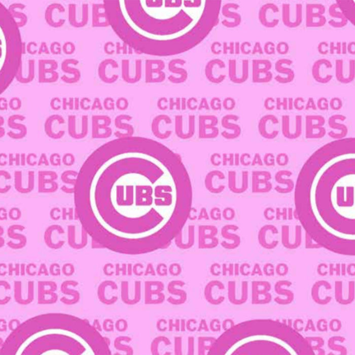 27" x 58" Chicago Cubs Pink Fabric, MLB Cotton Fabric